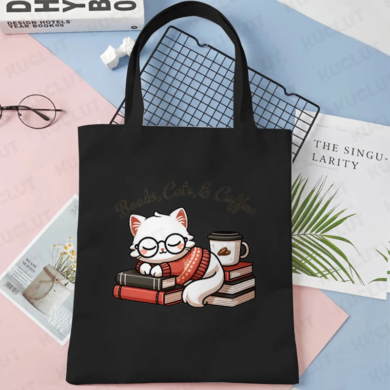 ⭐ Cat & Book Lover Reusable Canvas Bag - Image 9