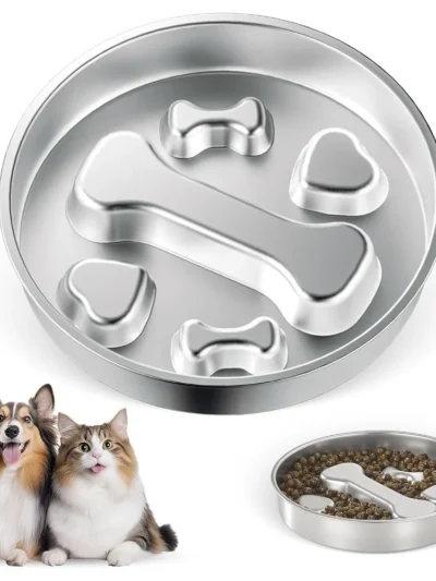 ⭐ Stainless Steel Slow Feeder Bowl – Non‑Slip Puzzle Dish