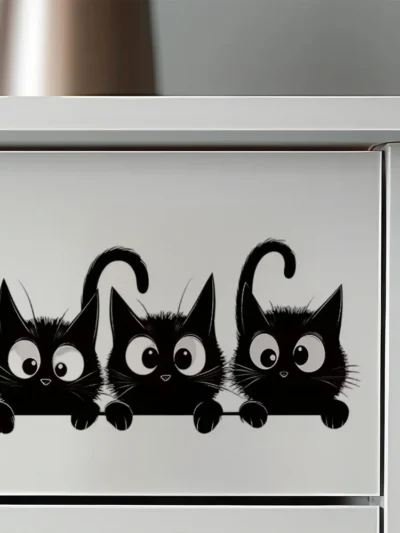 ⭐ Cute Cartoon Black Cat Wall Sticker