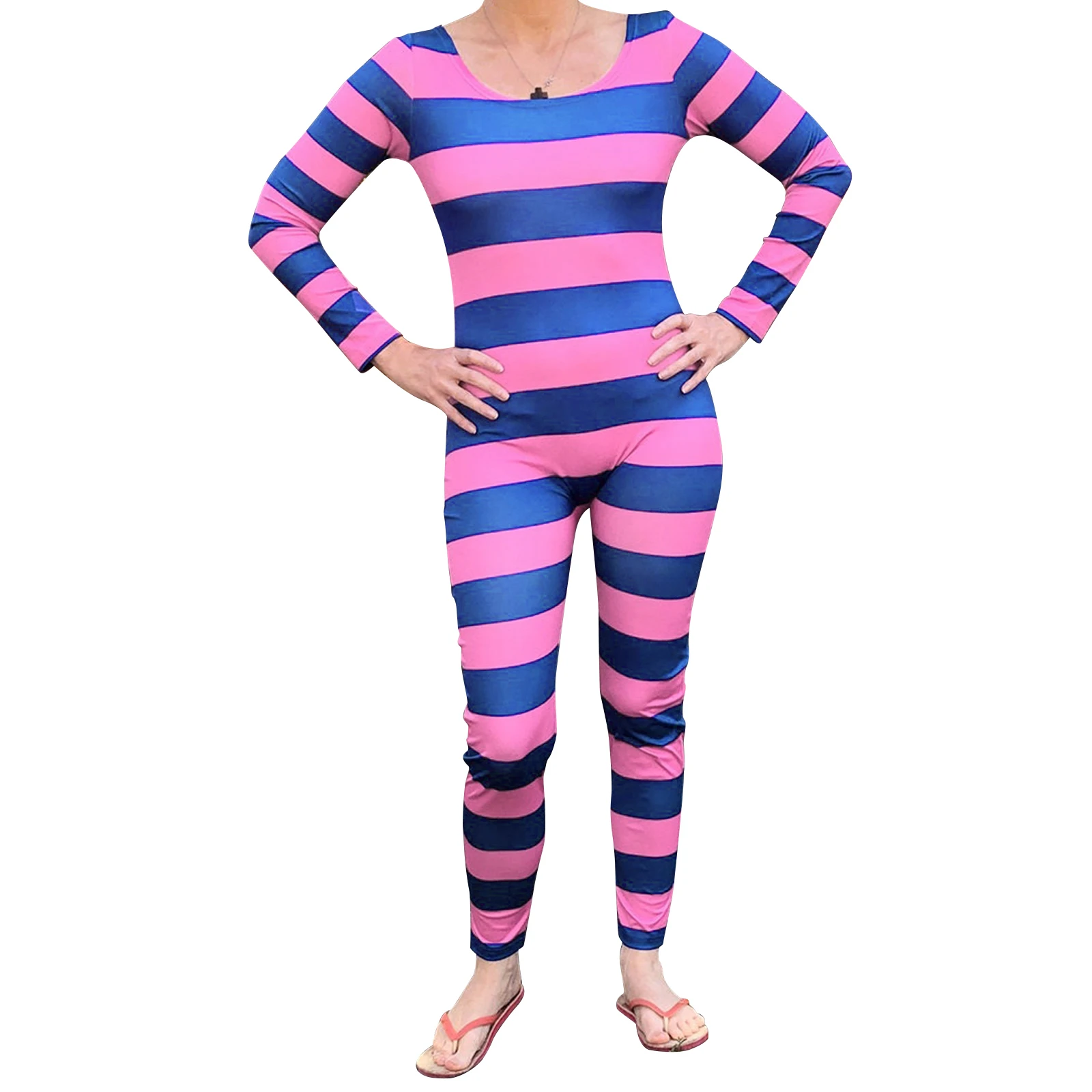 ⭐ Women’s Cheshire Cat Pink‑Purple Striped Jumpsuit - Image 6