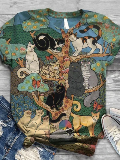 ⭐ Love Cute Cat 3D Graphic Tee