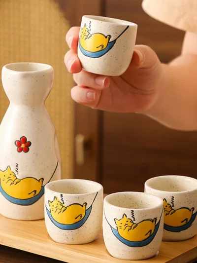 ⭐ Kitty Kitchen Ceramic Sake Set