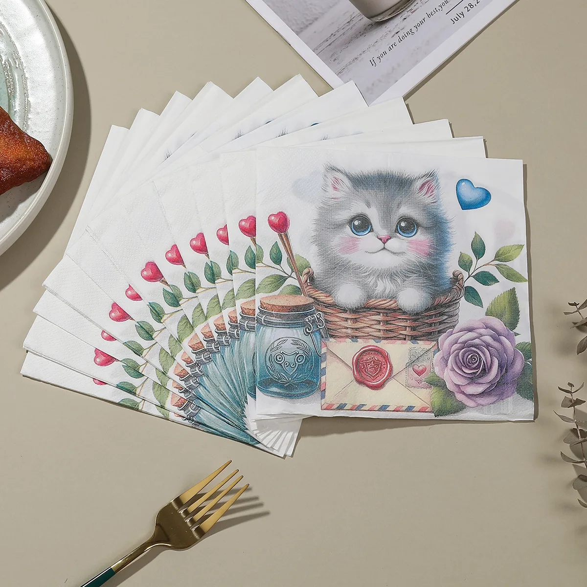 ⭐ Kitty Kitchen Cat Print Napkin Set - Image 10
