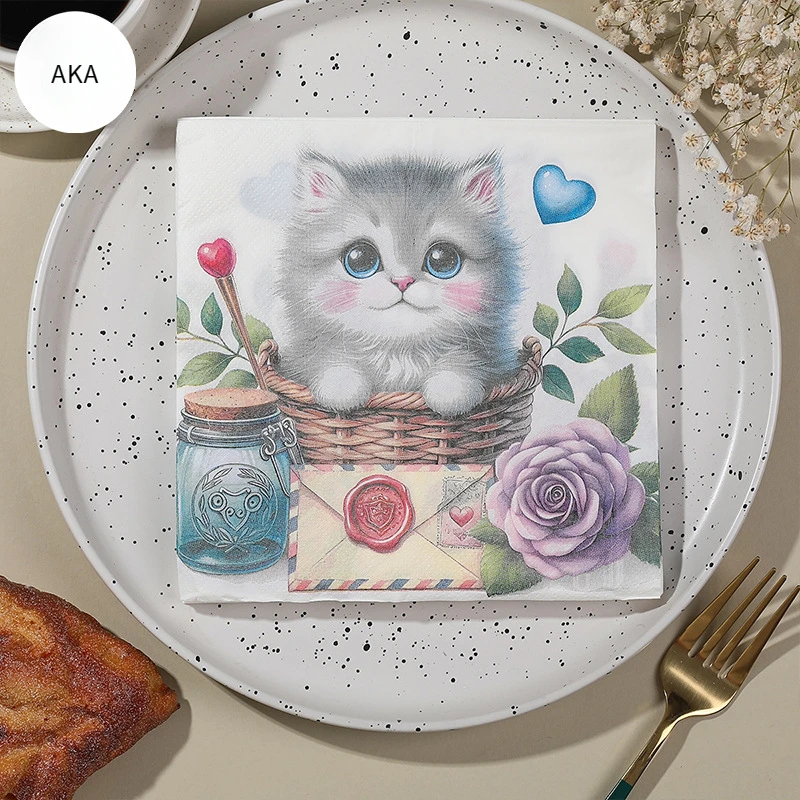 ⭐ Kitty Kitchen Cat Print Napkin Set