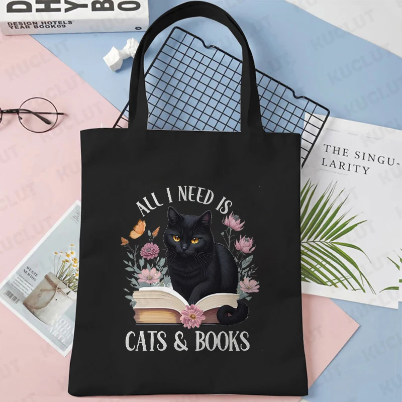 ⭐ Cat & Book Lover Reusable Canvas Bag - Image 15