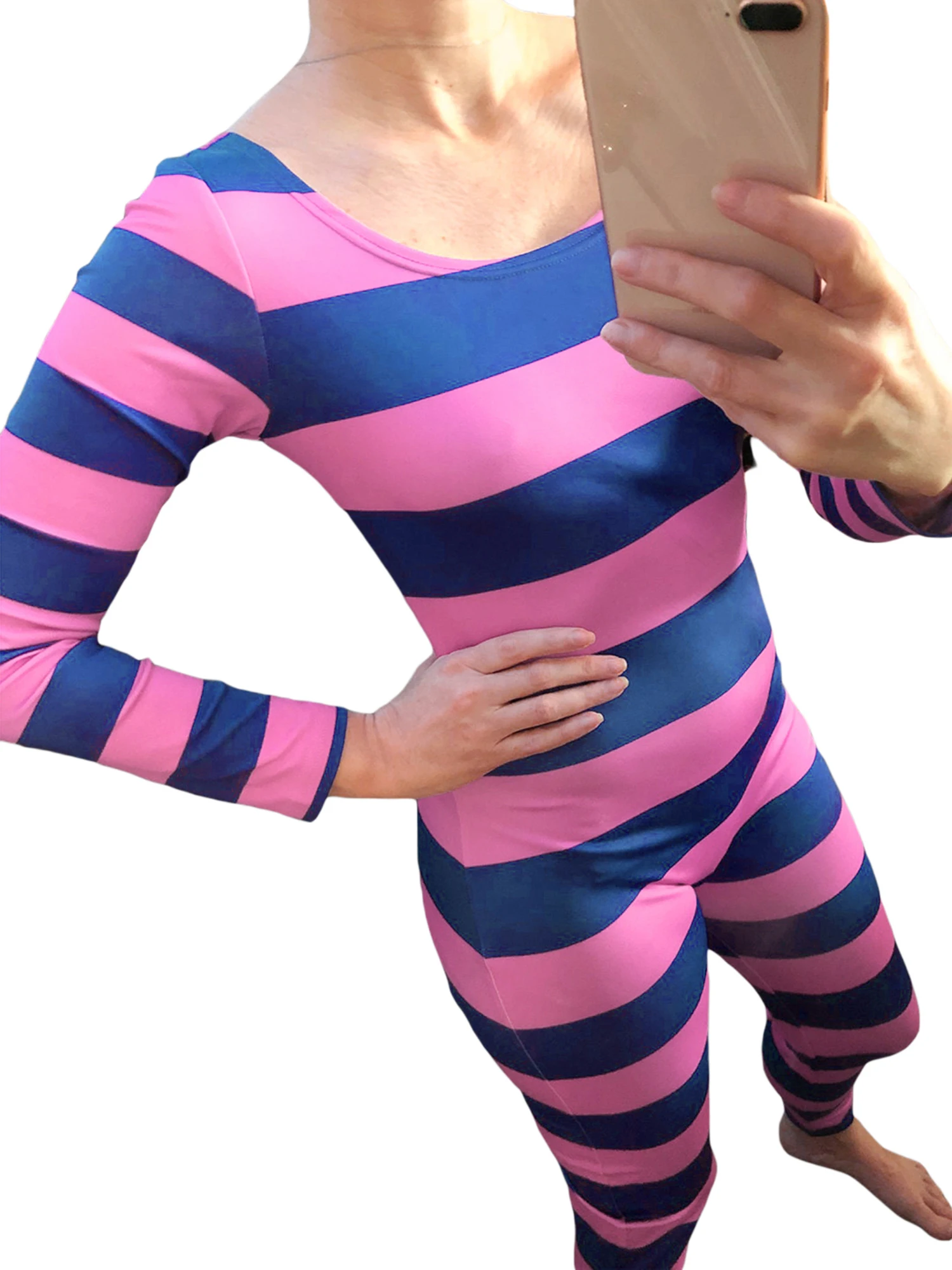 ⭐ Women’s Cheshire Cat Pink‑Purple Striped Jumpsuit - Image 12