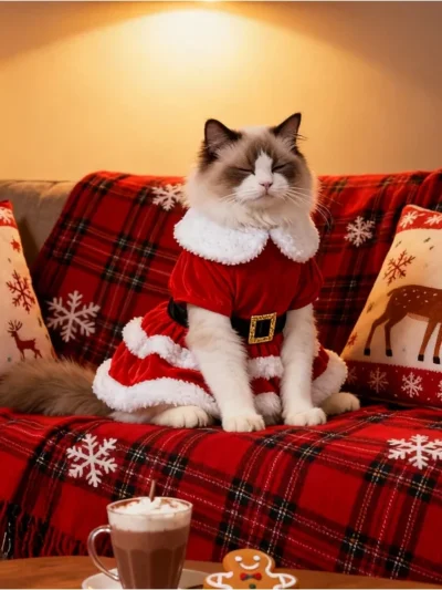 ⭐Cute Santa Claus Pet Dress – Soft & Breathable Christmas Outfit for Cats & Dogs