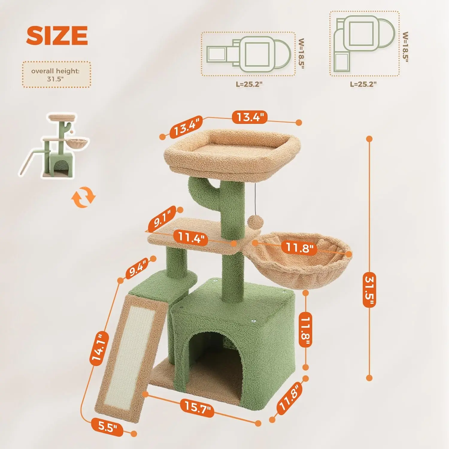 ⭐ Succulent Snuggle Cactus Cat Playground - Image 4