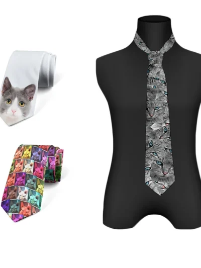 ⭐ Fashion Cat Face Print Novelty Tie (Unisex)