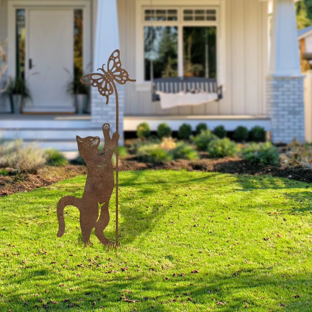 ⭐ Rusty Metal Cat Garden Stake - Image 9