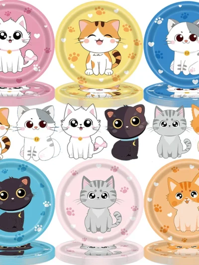 ⭐ Kitty Kitchen Cartoon Cat Plates