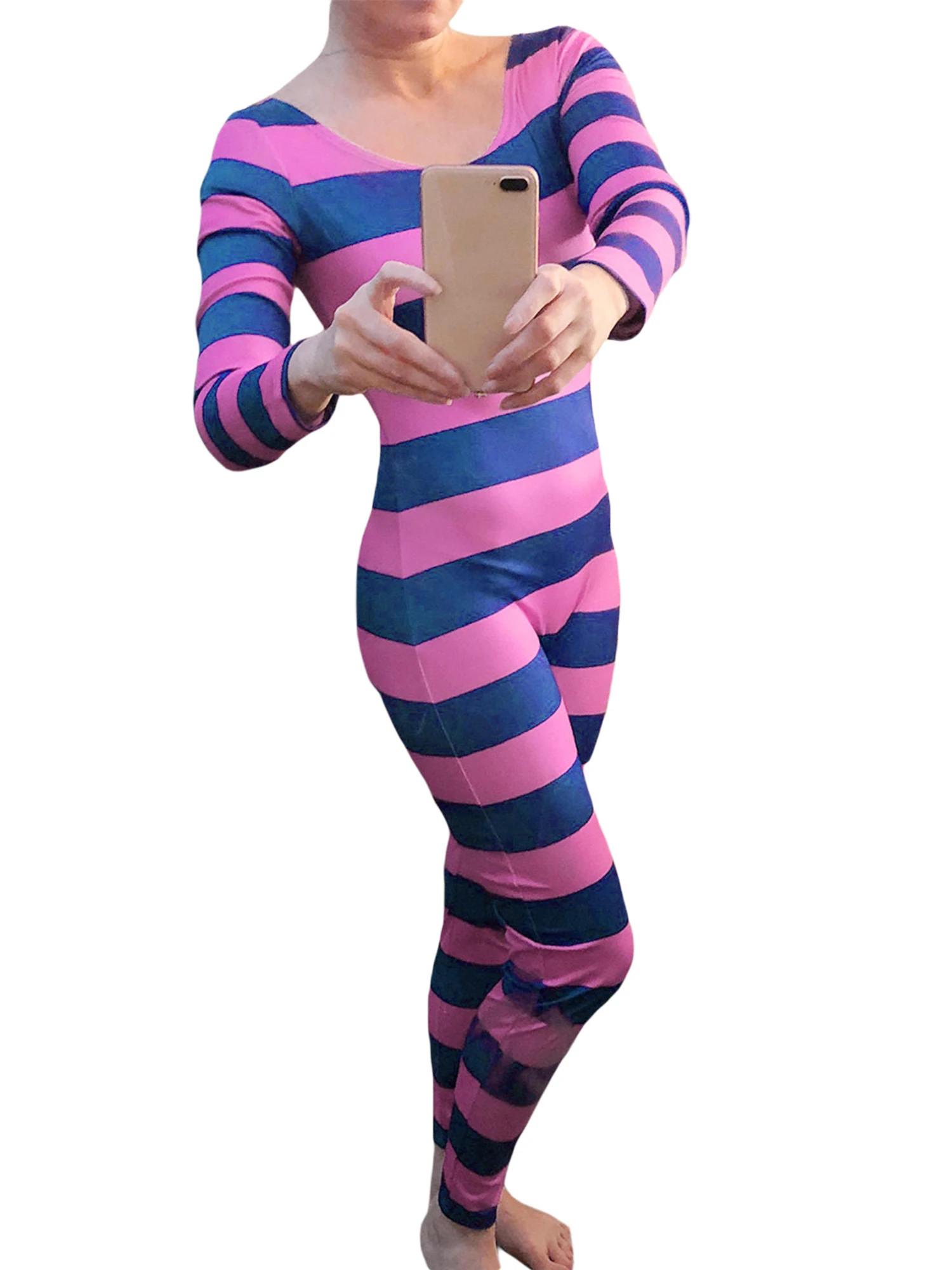 ⭐ Women’s Cheshire Cat Pink‑Purple Striped Jumpsuit - Image 11