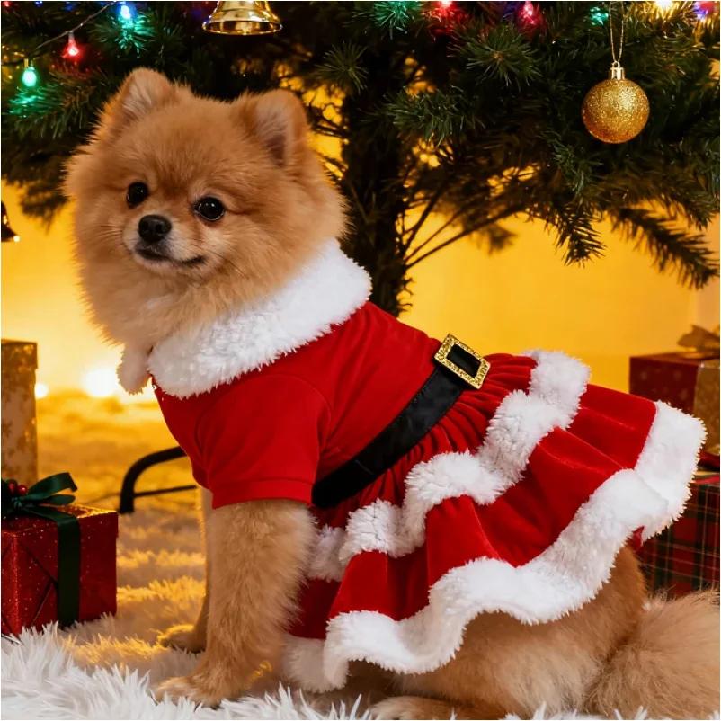 ⭐Cute Santa Claus Pet Dress – Soft & Breathable Christmas Outfit for Cats & Dogs - Image 3