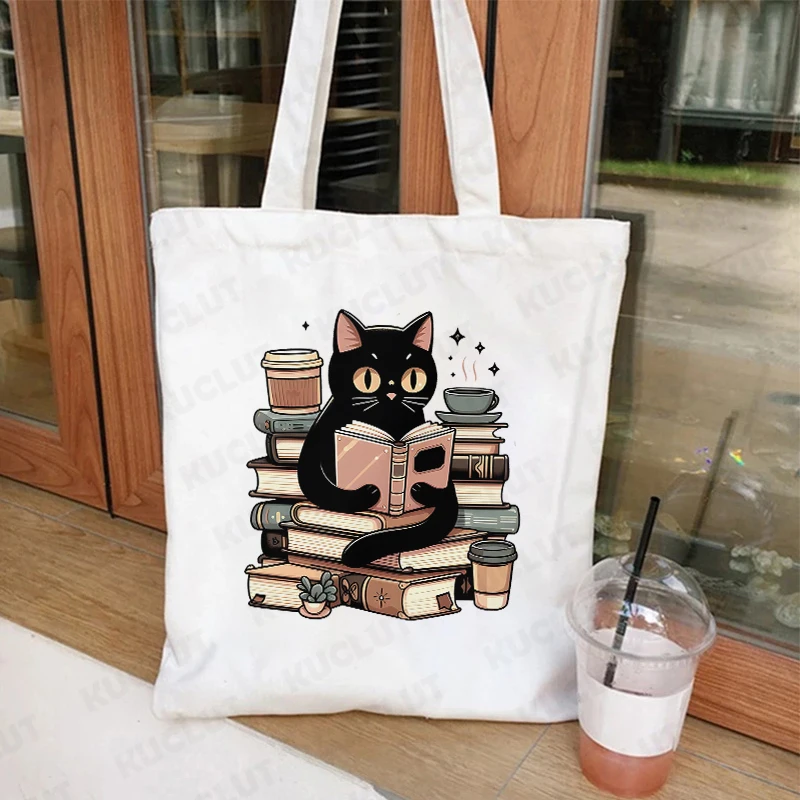 ⭐ Cat & Book Lover Reusable Canvas Bag - Image 14