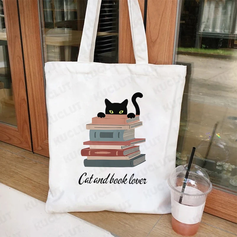 ⭐ Cat & Book Lover Reusable Canvas Bag - Image 18