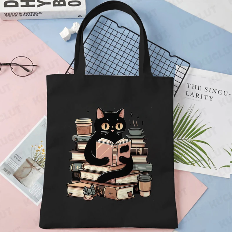 ⭐ Cat & Book Lover Reusable Canvas Bag - Image 13