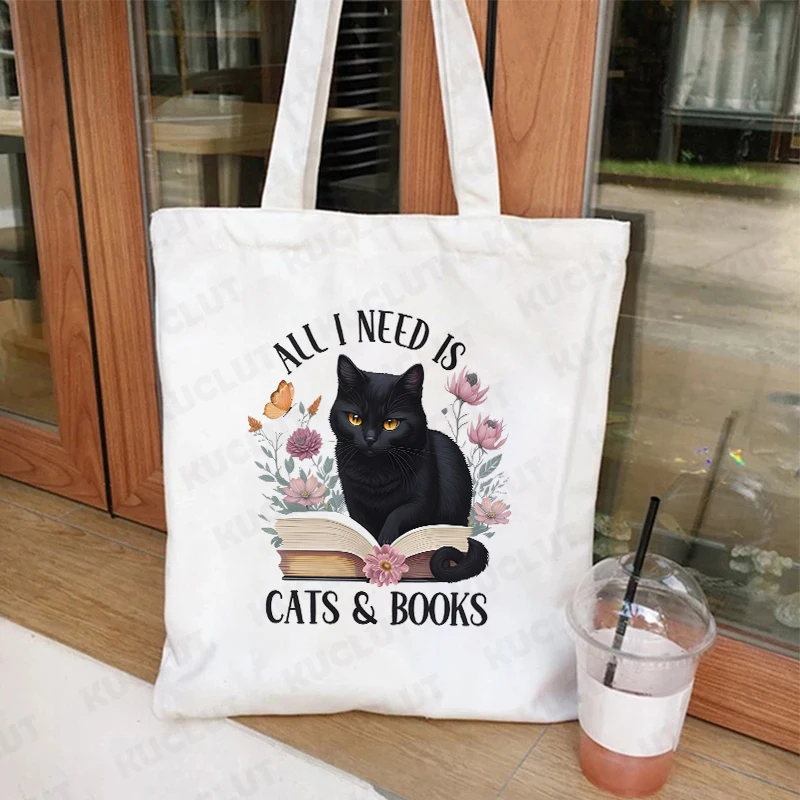 ⭐ Cat & Book Lover Reusable Canvas Bag - Image 16