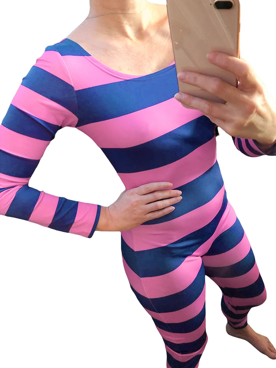 ⭐ Women’s Cheshire Cat Pink‑Purple Striped Jumpsuit - Image 3