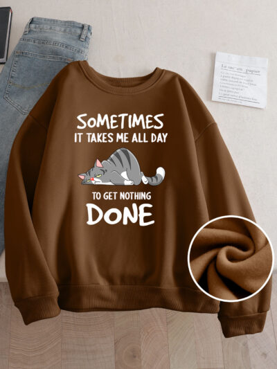 ⭐ Colorful Cartoon Cat Print Sweatshirt – Women’s Street Style Bottoming Shirt