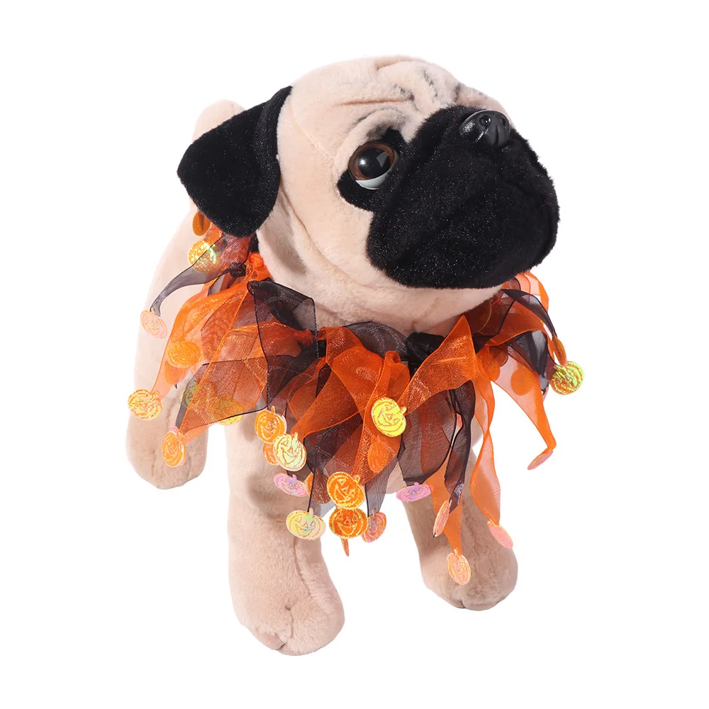 ⭐Kawaii Pumpkin Halloween Cat Costume – Adjustable Collar, Hat & Mesh Scarf Set - Image 13