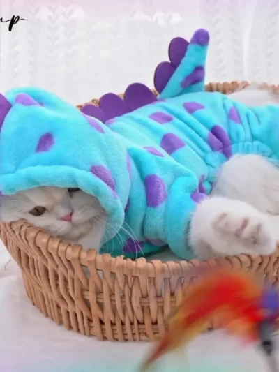 ⭐Dinosaur Plush Pet Costume – 4‑Leg Flannel Jumpsuit for Cats & Dogs