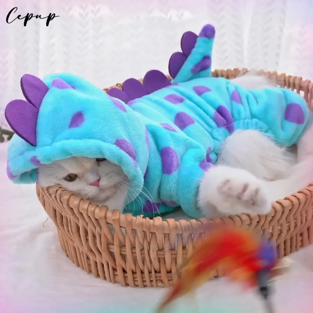 ⭐Dinosaur Plush Pet Costume – 4‑Leg Flannel Jumpsuit for Cats & Dogs