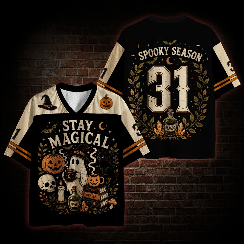 ⭐ Halloween Retro Gothic Cat Jersey – Vintage Pumpkin & Skull Graphic - Image 7