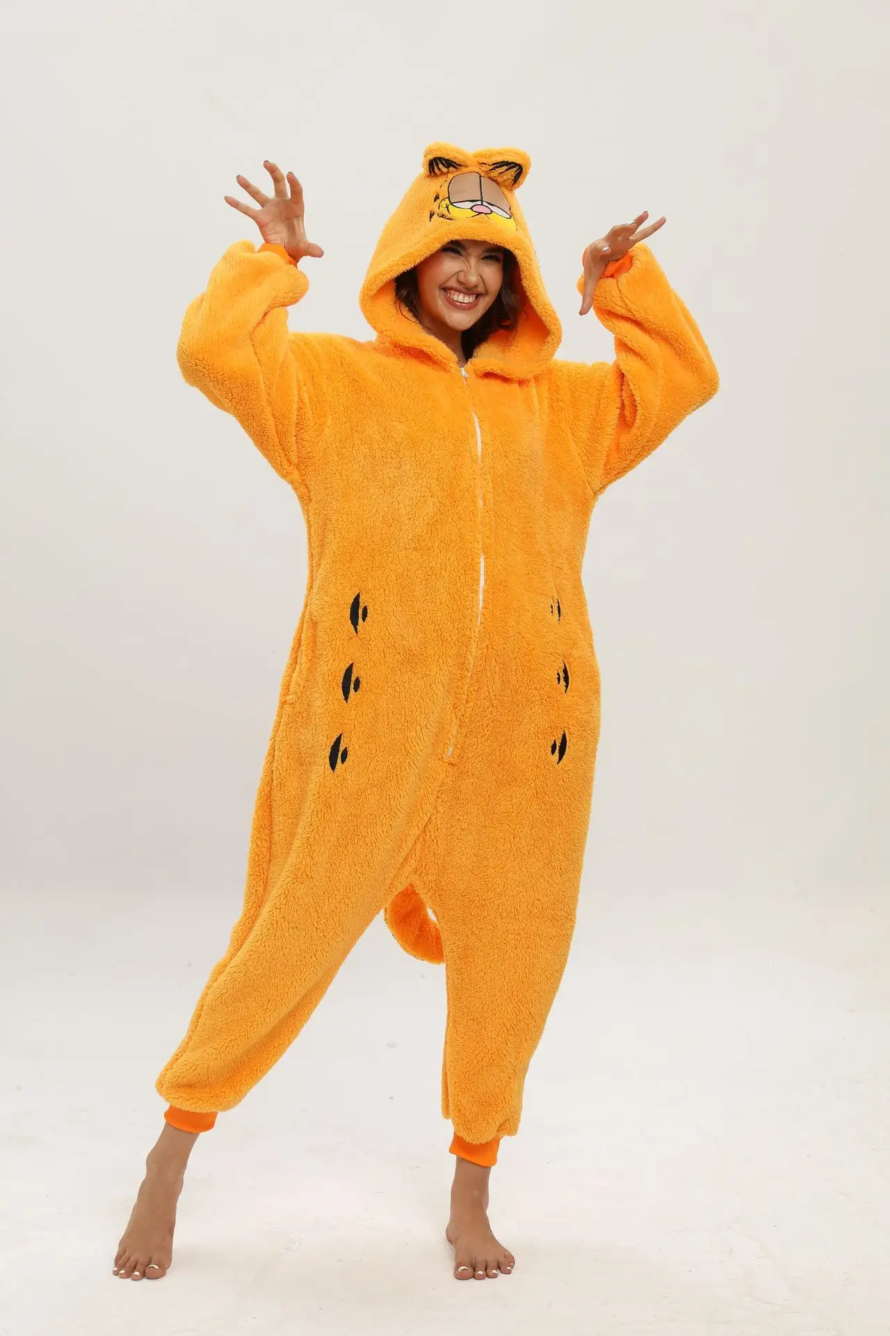 ⭐ Ginger Cat Cosplay Onesie – Unisex Animal Pajamas for Adults & Kids - Image 9