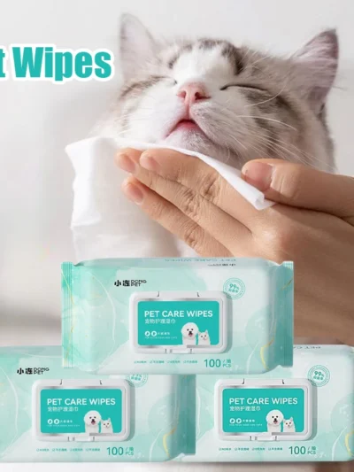 ⭐ 100‑Sheet Pure Water Pet Wipes – Deodorizing, Tear‑Stain & Moisturizing Care