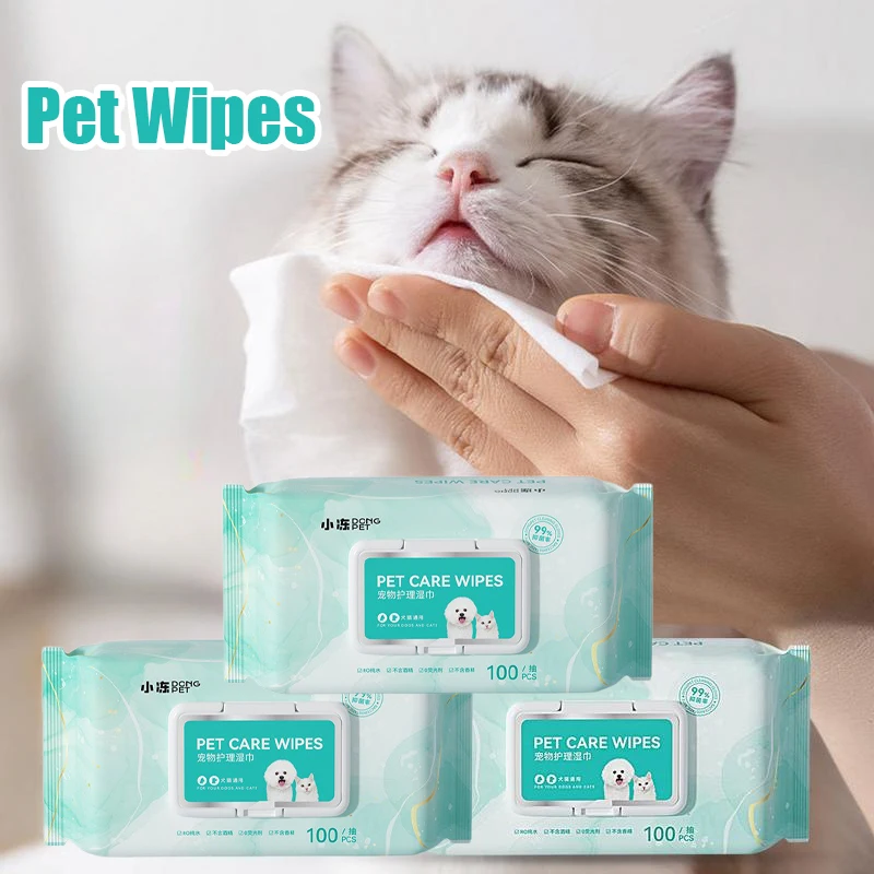 ⭐ 100‑Sheet Pure Water Pet Wipes – Deodorizing, Tear‑Stain & Moisturizing Care