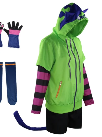 ⭐ SK8‑Inspired Miya Cat Cosplay Set – Unisex Hoodie, Tail & Arm Sleeves