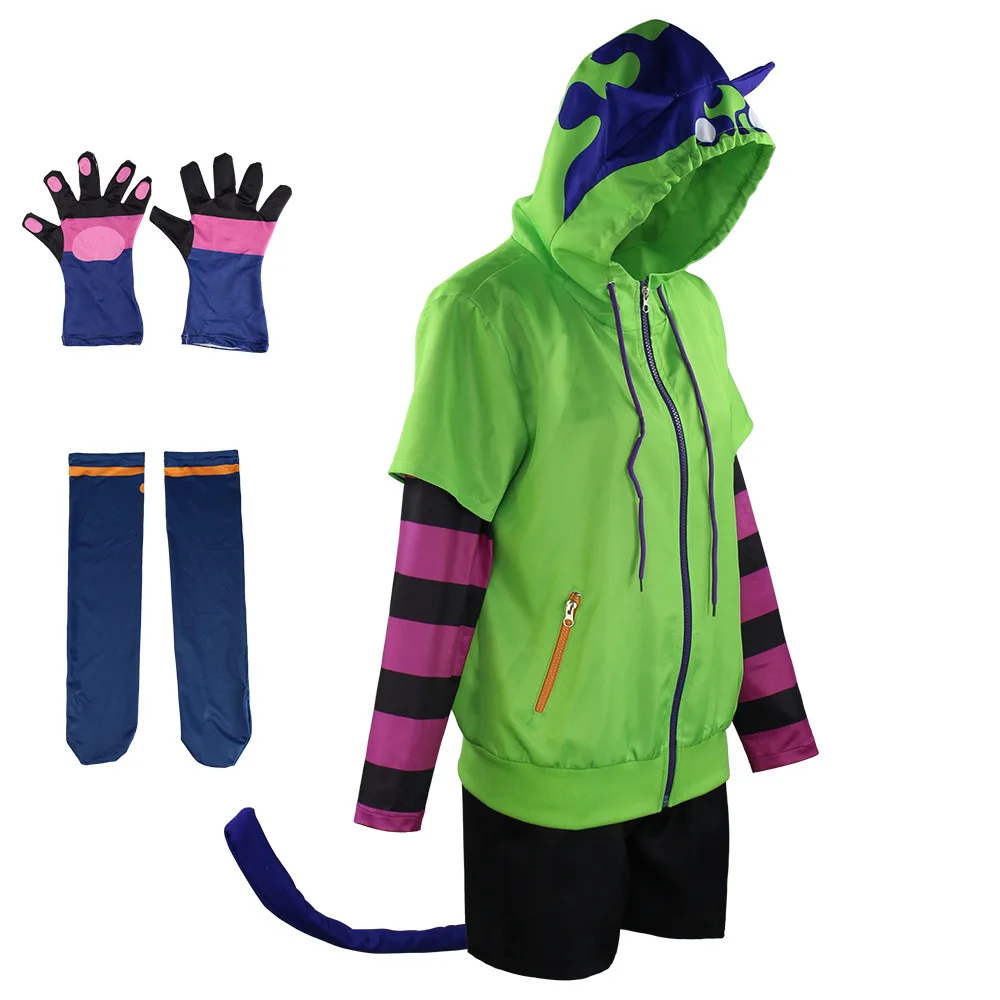 ⭐ SK8‑Inspired Miya Cat Cosplay Set – Unisex Hoodie, Tail & Arm Sleeves