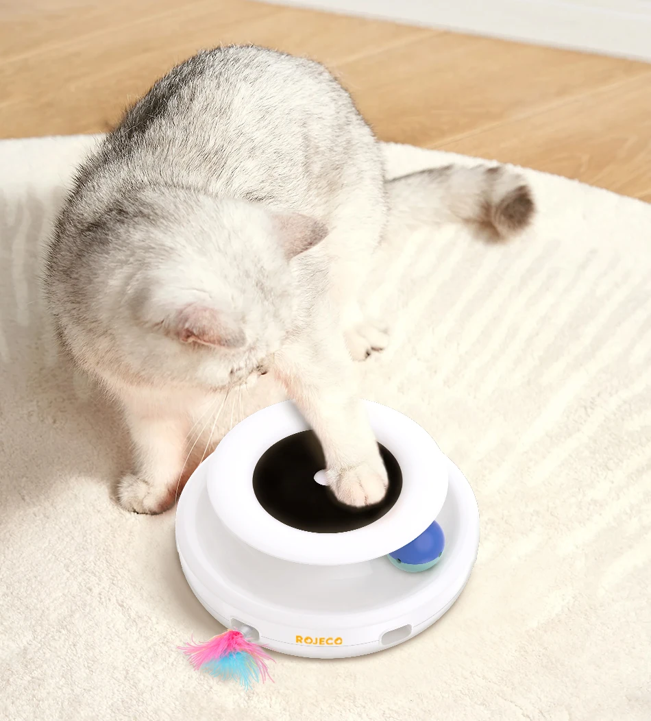 ⭐ ROJECO 2‑in‑1 Smart Cat Toy Set – Automatic Feather Teaser & Fun Ball with 5 Play Modes - Image 11
