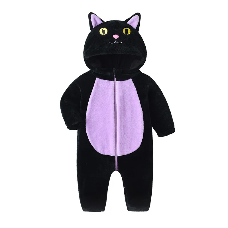 ⭐ Newborn & Toddler Cat Onesie – Warm Knit Flannel Halloween Hooded Jumpsuit - Image 5