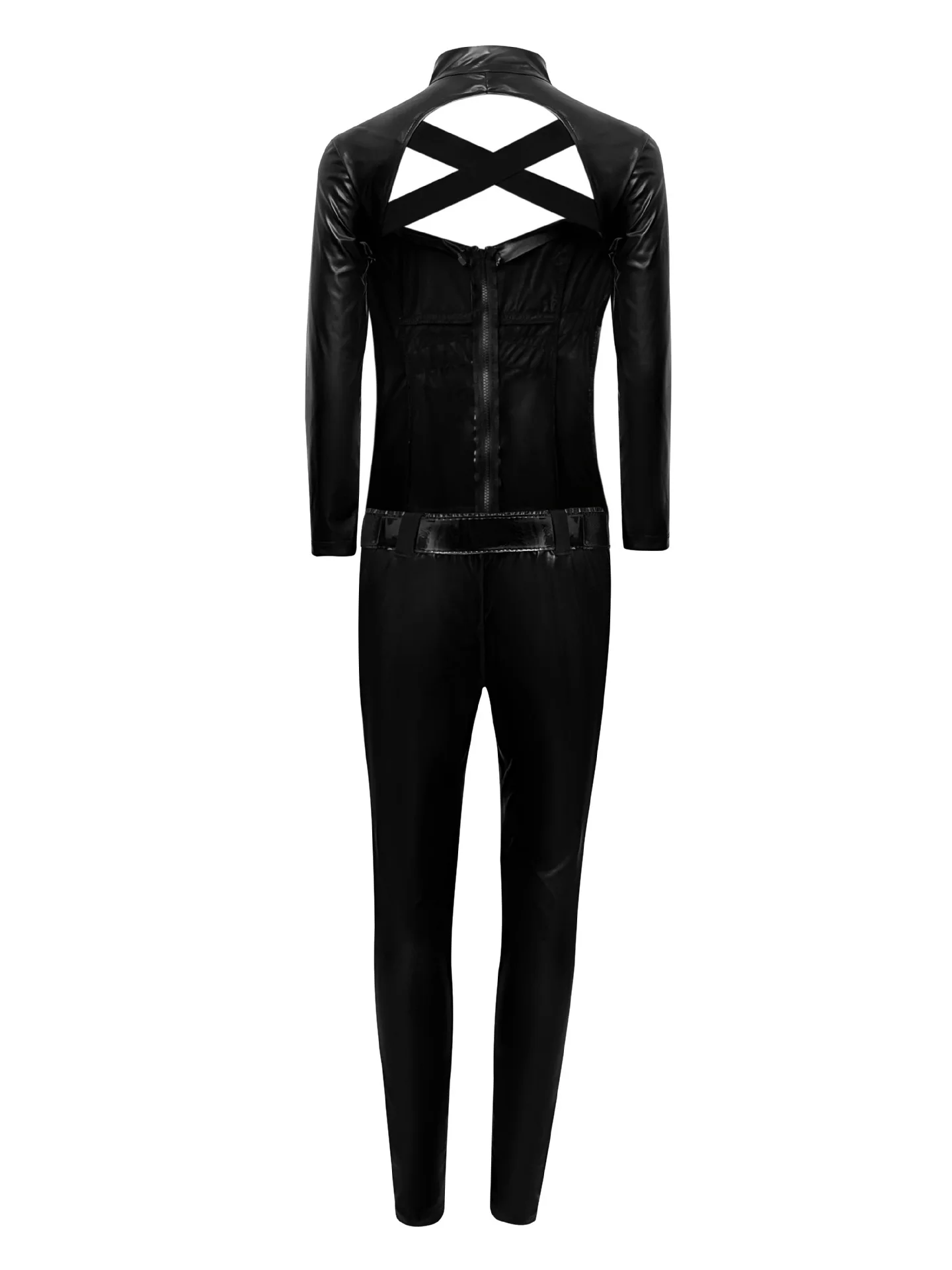⭐ Black Cat Superhero Cosplay Set – Backless Tenue Ecolière & Masked Halloween Style - Image 19