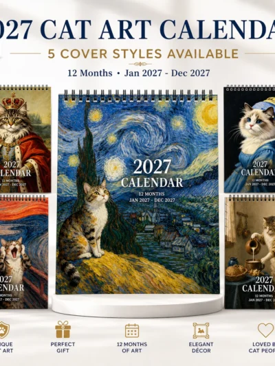 ⭐ 2027 Famous Painting Cat Wall Calendar – A Year of Artistic Feline Charm