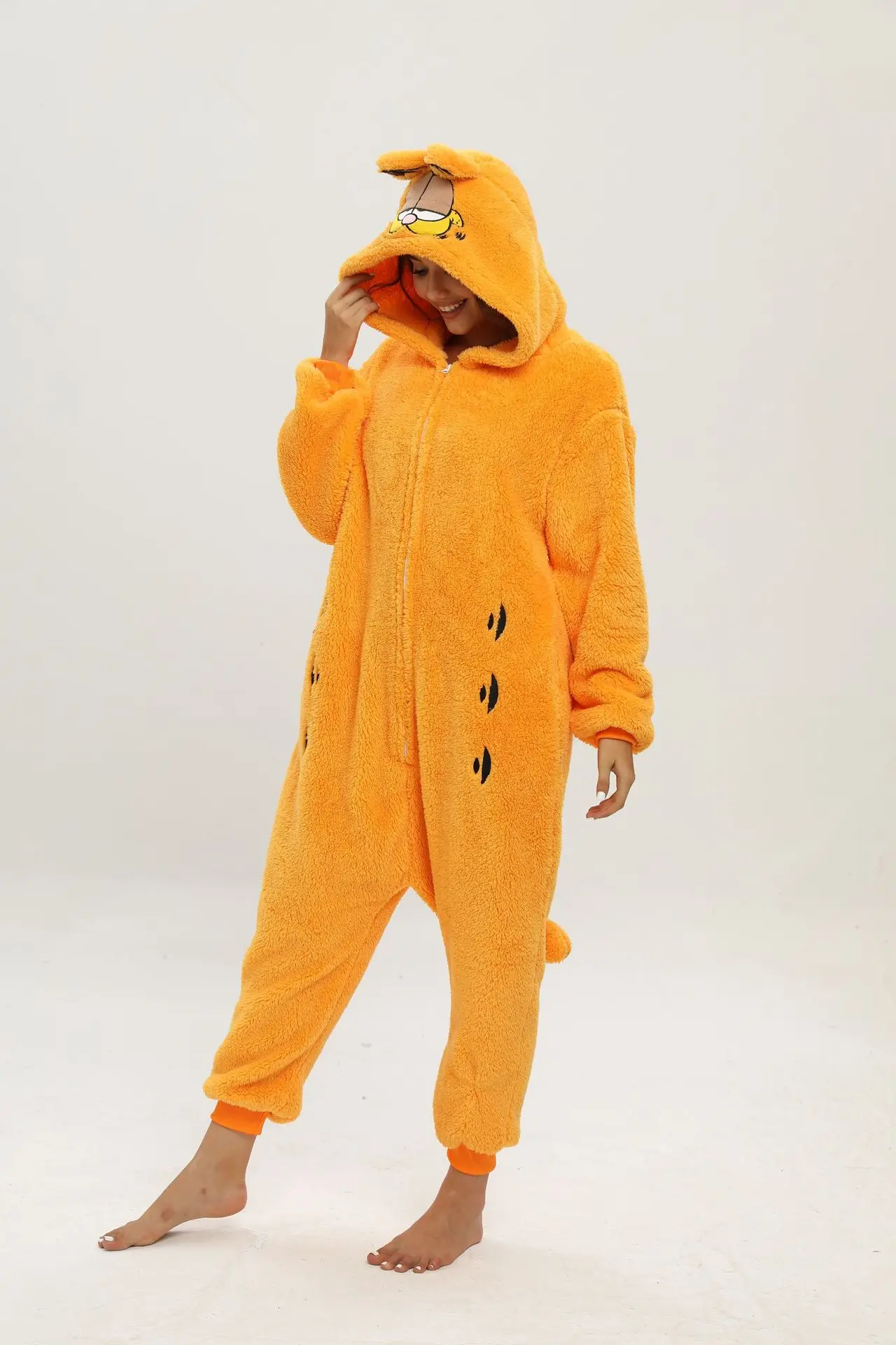 ⭐ Ginger Cat Cosplay Onesie – Unisex Animal Pajamas for Adults & Kids - Image 10