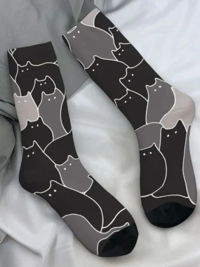 ⭐ Fun Black Cat Stockings — Lots of Cats Gothic Socks