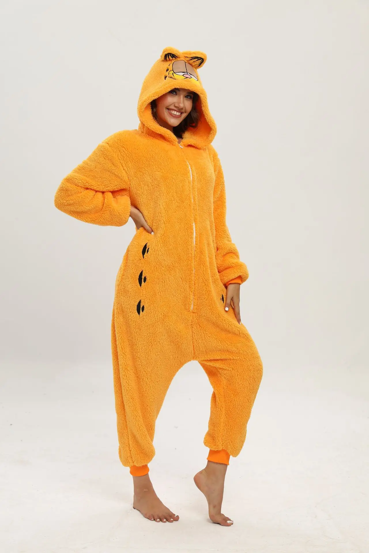 ⭐ Ginger Cat Cosplay Onesie – Unisex Animal Pajamas for Adults & Kids - Image 12