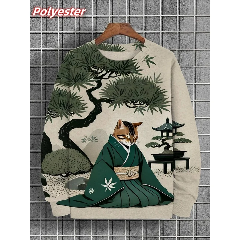 ⭐ Pumpkin Cat Pattern Hoodie for Men – 3D Printed Autumn Pullover - Image 5
