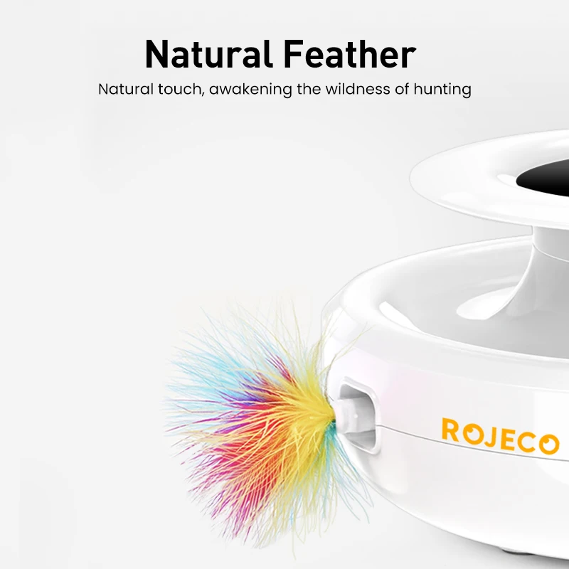 ⭐ ROJECO 2‑in‑1 Smart Cat Toy Set – Automatic Feather Teaser & Fun Ball with 5 Play Modes - Image 6