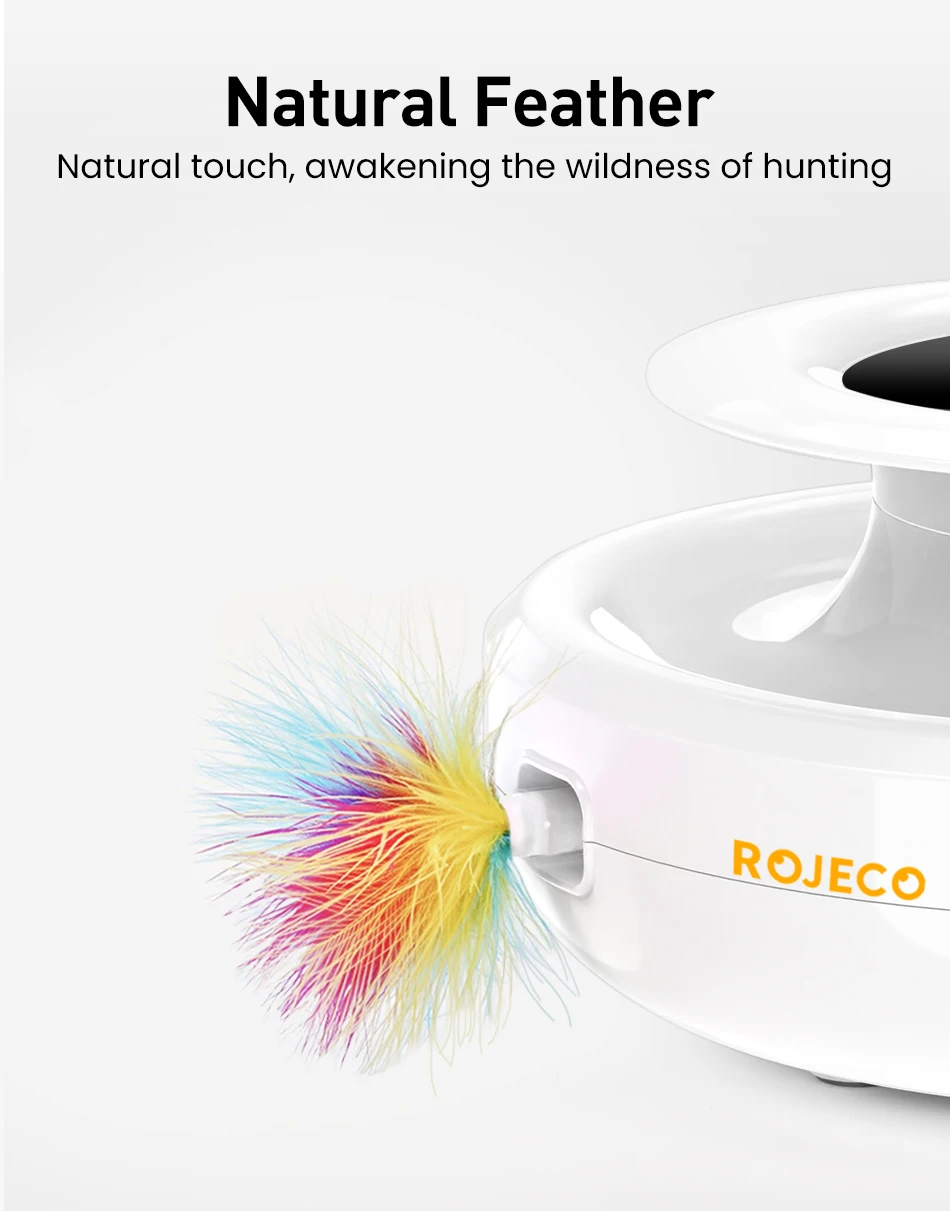 ⭐ ROJECO 2‑in‑1 Smart Cat Toy Set – Automatic Feather Teaser & Fun Ball with 5 Play Modes - Image 15