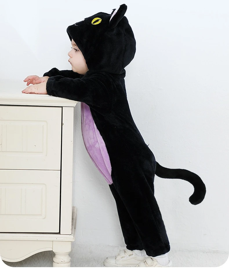 ⭐ Newborn & Toddler Cat Onesie – Warm Knit Flannel Halloween Hooded Jumpsuit - Image 14