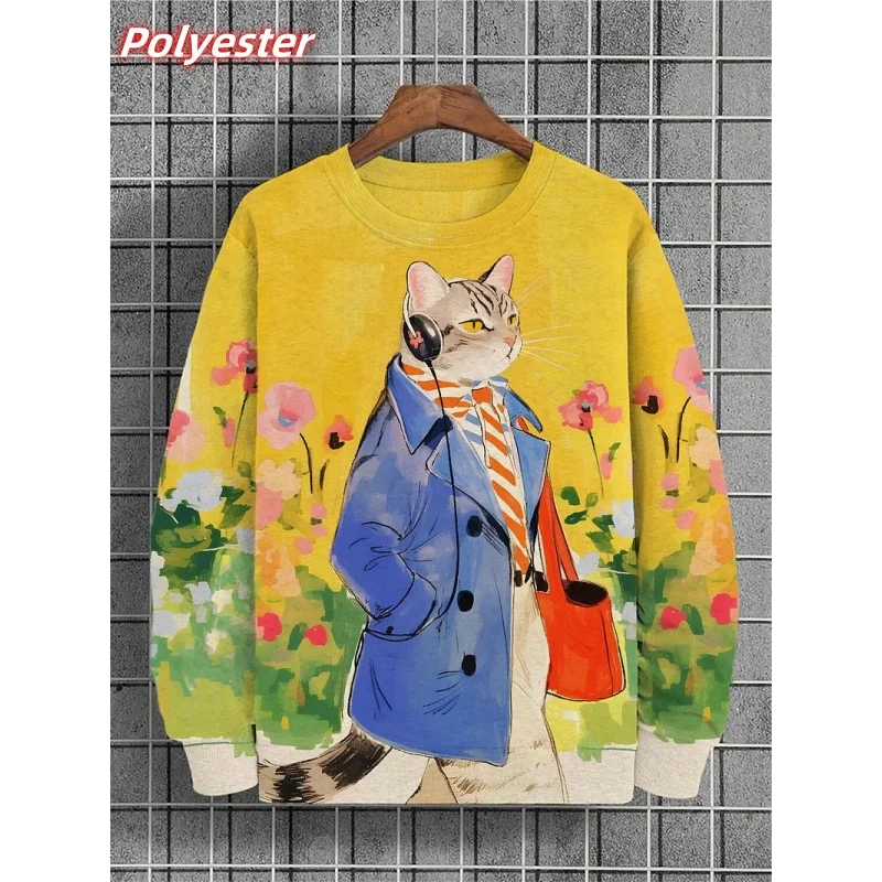 ⭐ Pumpkin Cat Pattern Hoodie for Men – 3D Printed Autumn Pullover - Image 4