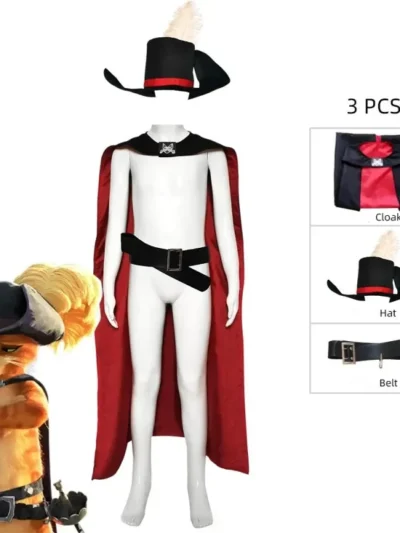 ⭐Magical Cloak & Hat Cat Cosplay Set – Anime Puss‑in‑Boots Outfit for Kids & Adults