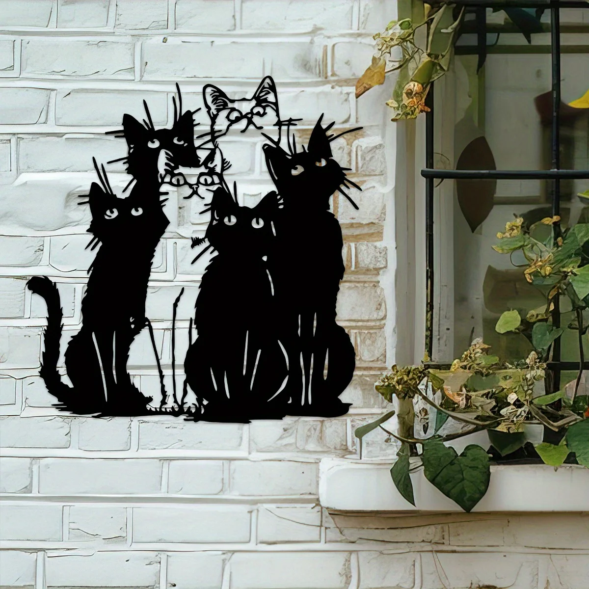 ⭐ Playful Black Cat Silhouette Metal Wall Piece – Holiday & Everyday Cat Lover Décor