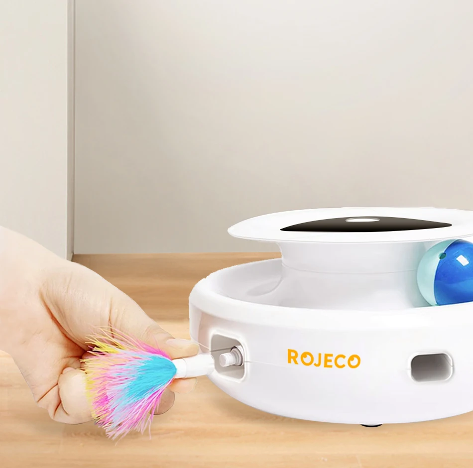 ⭐ ROJECO 2‑in‑1 Smart Cat Toy Set – Automatic Feather Teaser & Fun Ball with 5 Play Modes - Image 17