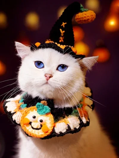 ⭐ Black Cat Boo Bandana – Halloween Pet Scarf (Adjustable)