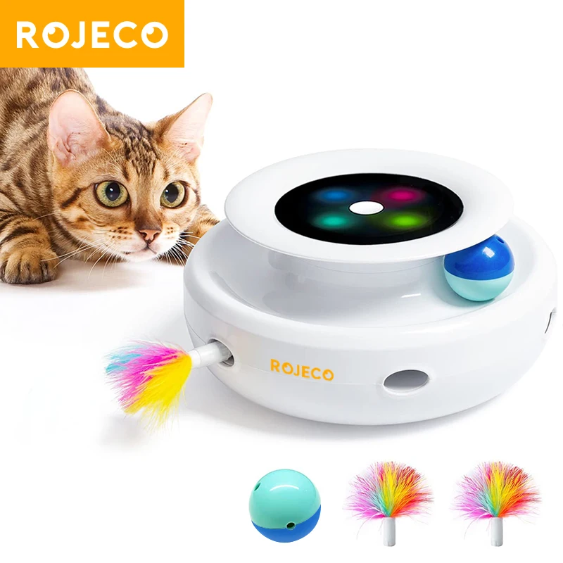 ⭐ ROJECO 2‑in‑1 Smart Cat Toy Set – Automatic Feather Teaser & Fun Ball with 5 Play Modes - Image 7