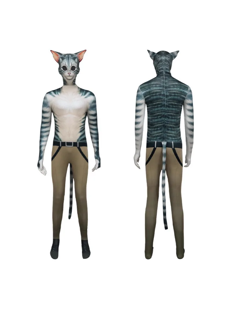 ⭐ Furry Tiger Muscle Zentai Suit – Full Cat Body Jumpsuit with Head & Tail - Image 6